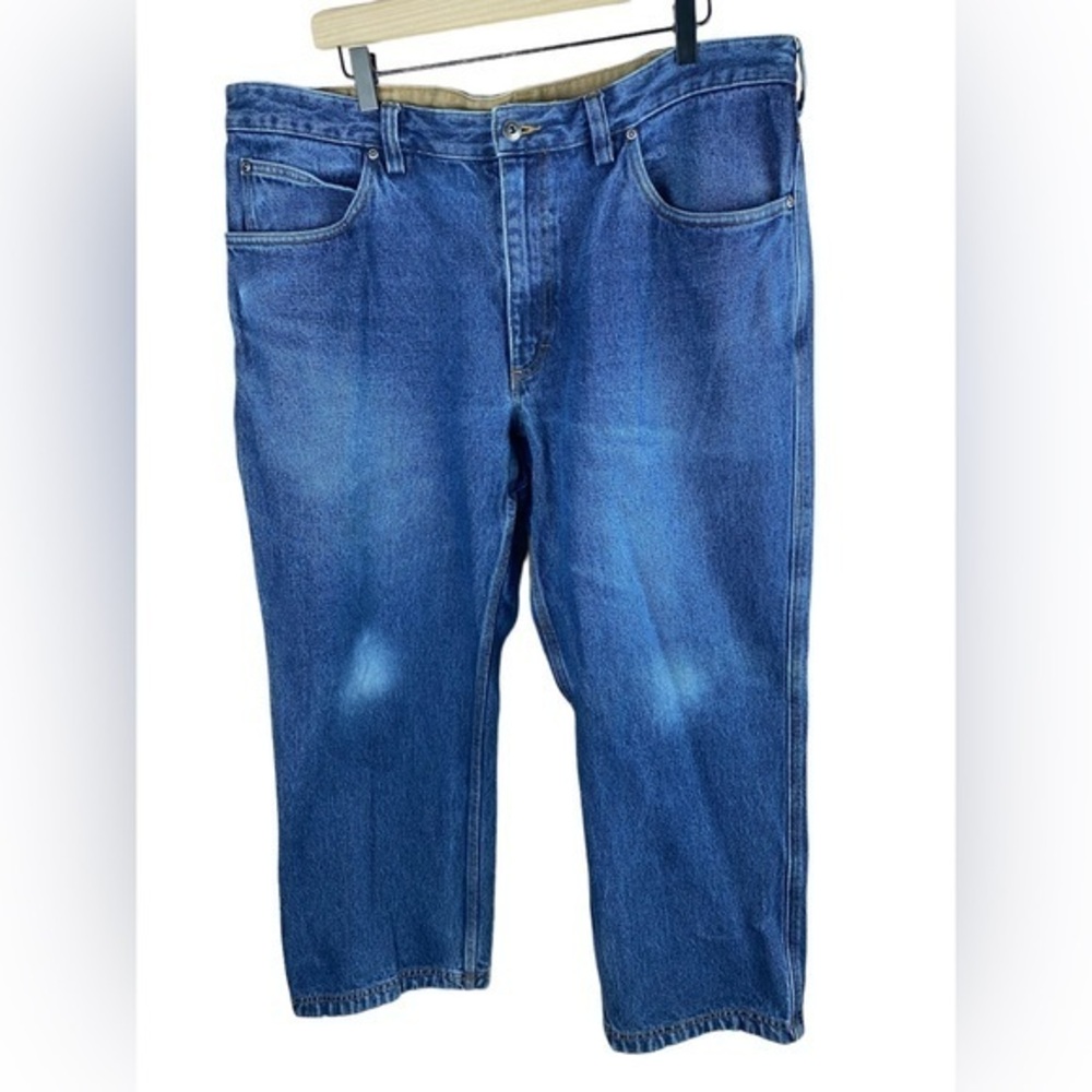 Duluth men’s basic straight leg cotton work blue jeans 40 x 28